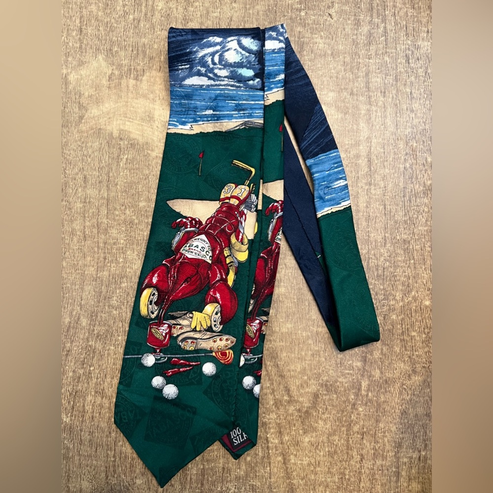 Tabasco Brand Hot Sauce Mens‎ Silk Novelty Neck Tie Lobster Golfing 100% Silk